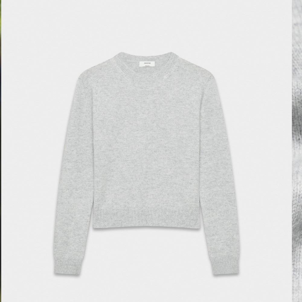Aritzia Bare Cashmere Crew Sweater Heather Chrome XS NWOT